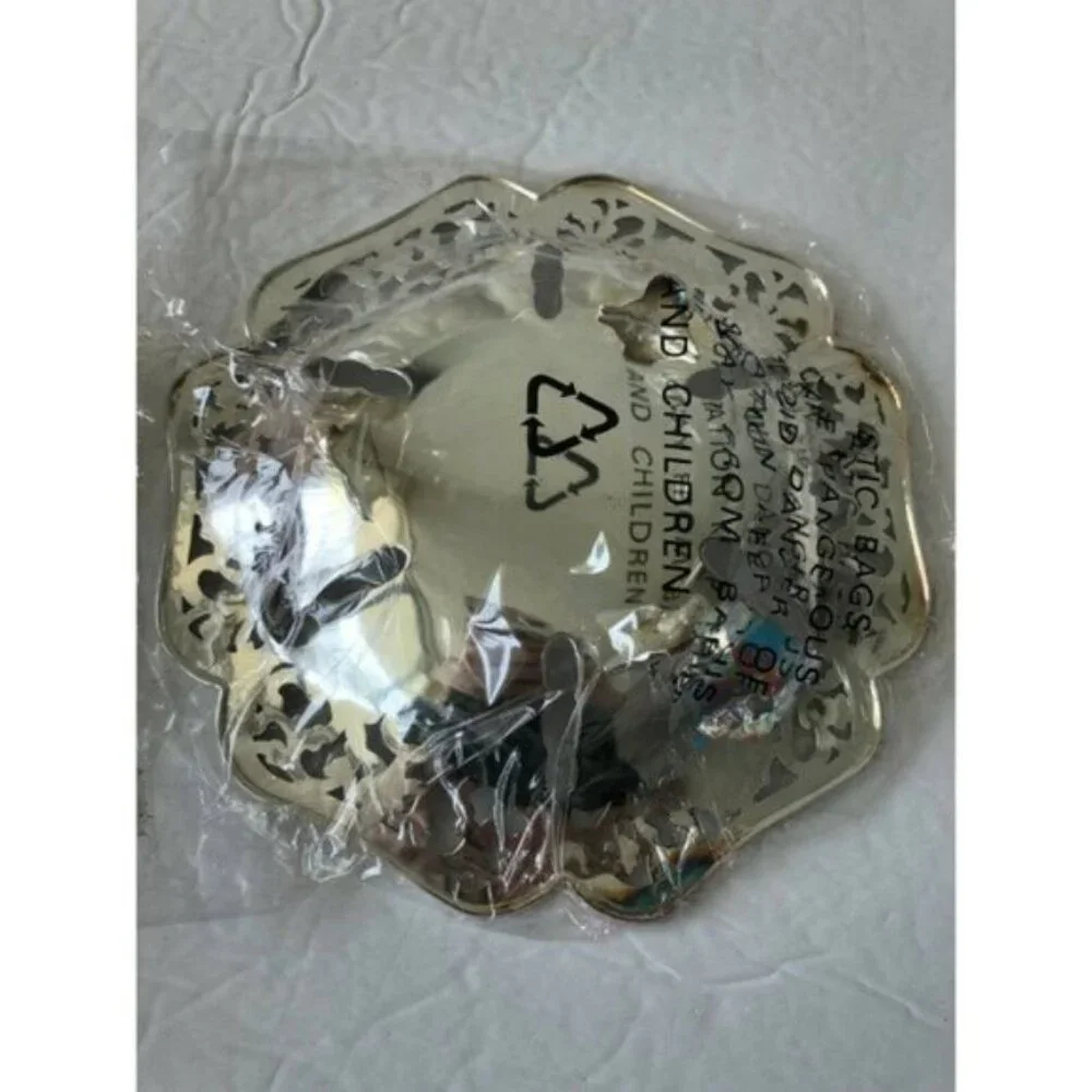 Silver plated Footed Bowl Dish Lace Embossed on Edge, Middle and Foot New